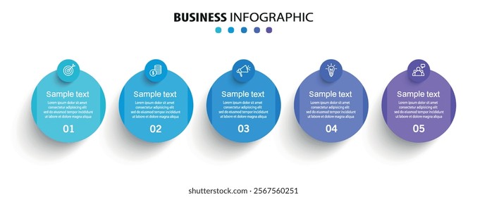 Business vector infographic template with 5 options or steps. Can be used for workflow layout, diagram, annual report, web design