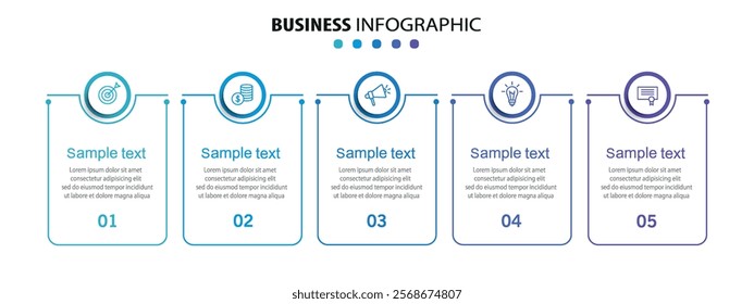 Business vector infographic template with 5 options or steps