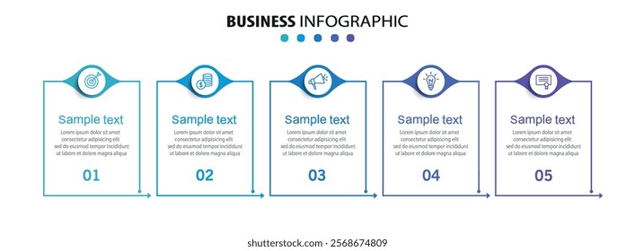 Business vector infographic template with 5 options or steps