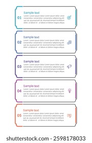 Business vector infographic template with 5 options or steps. Can be used for workflow layout, diagram, annual report, web design