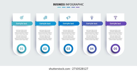 Plantilla de infografía de Vector de negocios con 5 opciones o pasos