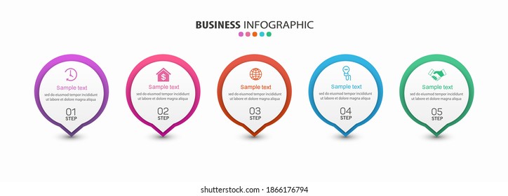 Business vector  infographic template for diagram, graph, presentation and chart with 5 options, parts, steps or processes. 