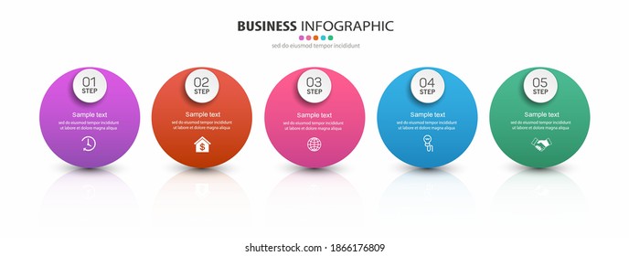 Business vector  infographic template for diagram, graph, presentation and chart with 5 options, parts, steps or processes. 