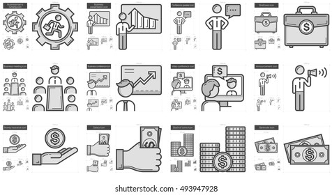 Icono de línea de vector de negocio aislado en fondo blanco. Juego de iconos de línea de negocio para infografía, sitio web o aplicación. Icono escalable diseñado en un sistema de cuadrícula.