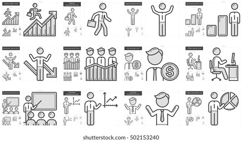 Business vector line icon set isolated on white background. Business line icon set for infographic, website or app. Scalable icon designed on a grid system.