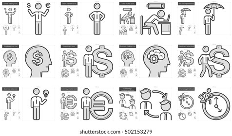 Business vector line icon set isolated on white background. Business line icon set for infographic, website or app. Scalable icon designed on a grid system.