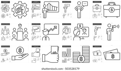 Business vector line icon set isolated on white background. Business line icon set for infographic, website or app. Scalable icon designed on a grid system.