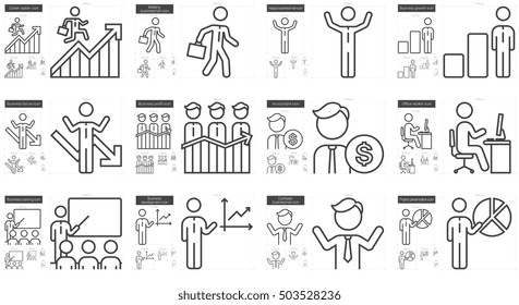 Business vector line icon set isolated on white background. Business line icon set for infographic, website or app. Scalable icon designed on a grid system.