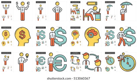 Business vector line icon set isolated on white background. Business line icon set for infographic, website or app. Scalable icon designed on a grid system.