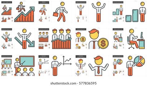 Business vector line icon set isolated on white background. Business line icon set for infographic, website or app. Scalable icon designed on a grid system.