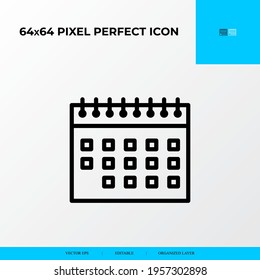 Business vector line icon style. Business schedule 64x64 Pixel perfect icon.
