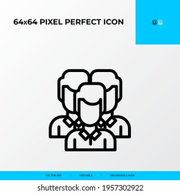 Business vector line icon style. worker selection 64x64 Pixel perfect icon.