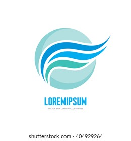 Business vector logo concept illustration. Abstract wing in circle sign. Smooth design elements. 