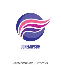 Business vector logo concept illustration. Abstract wing in circle sign. Smooth design elements. 