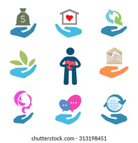 business vector logo design template. palm or hand icon