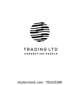 Business vector logo template. Trading company emblem. Linear sign for finance firm, 