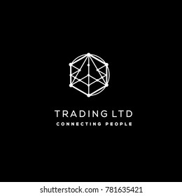 Business vector logo template. Trading company emblem. Linear sign for finance firm, 