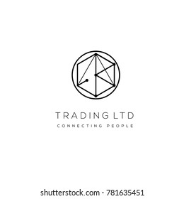 Business vector logo template. Trading company emblem. Linear sign for finance firm, 