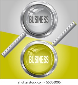 Business. Vector magnifying glass.