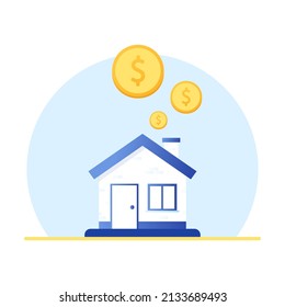Business vector. Money in house piggy bank. flat style.
