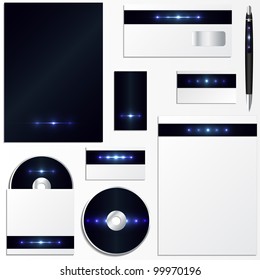 Business vector set with blue plasma effects