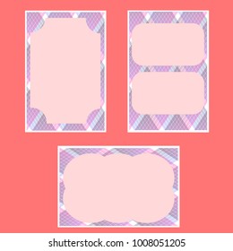 Business vector set. Brochure template layout, cover design annual report, magazine, flyer in A4 with green flying triangles, square, circles, flower, polygons for science, teamwork. Abstract