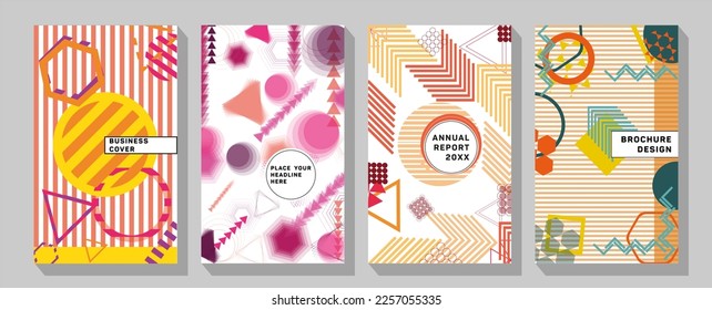 Business vector set. Brochure template layout, cover design annual report, magazine, flyer in A4.  Business presentation vector A4 vertical orientation front page mock up set. 
