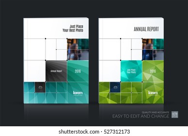 Business vector set. Brochure template layout, cover design annual report, magazine, flyer in A4 with rectangular shapes, squares, lines, rounds for IT, business, building. Abstract