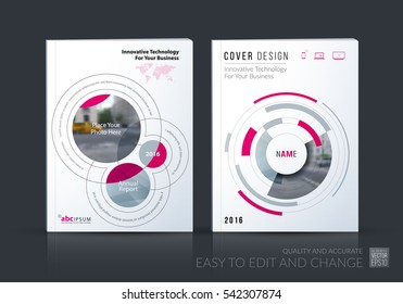 Conjunto de vectores de negocio. Diseño de la plantilla de folleto, informe anual de diseño de portada, revista, volante en A4 con rondas, círculos, líneas flexibles para TI, negocios, tecnología. Arte abstracto.