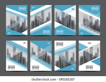 Business vector set, Brochure template layout, Blue cover design, annual report, magazine ads, Book, polygon, flyer in A4, company profile, newsletter, poster, presentation