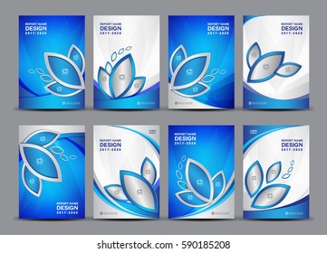 Business vector set, Brochure template layout, blue cover design, annual report, magazine ads, Book, poster, flyer in A4