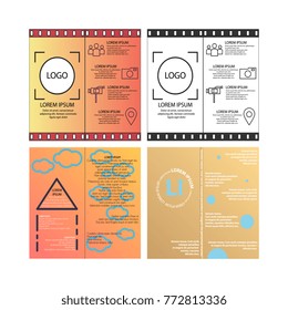 Business vector set. Brochure template layout, cover design annual report, magazine, flyer in A4 with colourful shapes for IT, business, building. Abstract