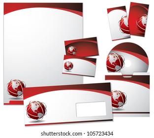 Business vector set with colored ribbon