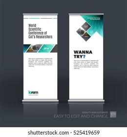 Business vector set of modern roll Up Banner stand design with rectangular shapes, diagonal lines, parallelogram for IT, business, building. Exhibition, fair, show. Abstract creative art.