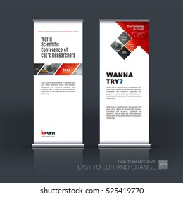 Business vector set of modern roll Up Banner stand design with rectangular shapes, diagonal lines, parallelogram for IT, business, building. Exhibition, fair, show. Abstract creative art.