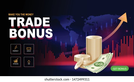 Business vector for stock exchange
 by using a smart phone or website to trade and online marketing background