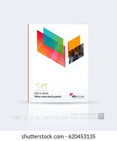 Business vector template. Brochure design, cover modern layout annual report, poster, flyer in A4 with colourful diagonal abstract shapes for construction, teamwork theme with texture background.