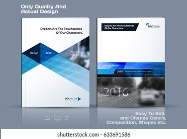 Business vector template. Brochure design, cover modern layout, annual report, poster, flyer in A4 with blue triangles, lines, circles, shapes for tech, market with texture abstract background.
