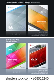 Business vector template, brochure design, abstract annual report, cover modern layout, flyer in A4 with colourful diagonal triangular shapes for print, internet with light background