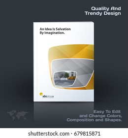 Business vector template, brochure design, abstract annual report, cover modern layout, flyer in A4 with yellow soft, rounded shapes for print, internet with light background