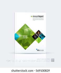 Business vector template. Brochure layout, cover modern design annual report, magazine, flyer in A4 with green rectangles, geometric shapes for business, tech with abstract texture background.