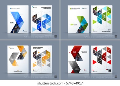 Business vector template. Brochure layout, cover modern design annual report, magazine, flyer in A4 with colourful geometric shapes, arrows, triangles for business with abstract texture background.