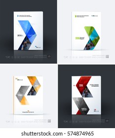 Business vector template. Brochure layout, cover modern design annual report, magazine, flyer in A4 with colourful geometric shapes, arrows, triangles for business with abstract texture background.