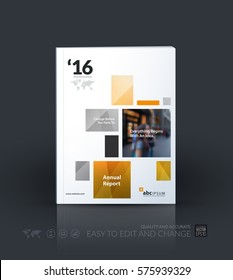 Plantilla de Vector de negocios. Diseño de folleto, informe anual de diseño moderno de portada, revista, volante en A4 con Formas geométricas amarillas, cuadrados, triángulos para negocios con fondo de textura abstracta.