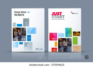 Business vector template. Brochure layout, cover modern design annual report, magazine, flyer in A4 with colourful geometric shapes, squares, triangles for business with abstract texture background.
