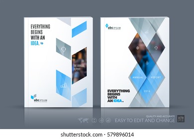 Business vector template. Brochure layout, cover modern design annual report, magazine, flyer in A4 with grey abstract plant, triangles for business, industry, eco with texture background. Set