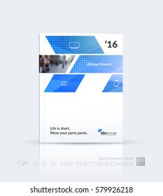 Business vector template. Brochure layout, cover modern design annual report, magazine, flyer in A4 with blue dynamic geometric shapes for business with abstract texture background.