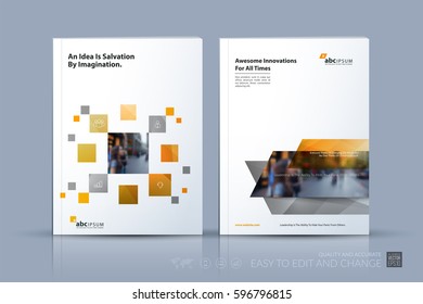 Business vector template. Brochure layout, cover modern design annual report, magazine, flyer in A4 with many yellow rectangles, squares for business with abstract texture background. Set
