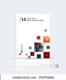 Business vector template. Brochure layout, cover modern design annual report, magazine, flyer in A4 with many red rectangles, squares for business with abstract texture background.