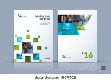 Business vector template. Brochure layout, cover modern design annual report, magazine, flyer in A4 with many green rectangles, squares for business with abstract texture background. Set
